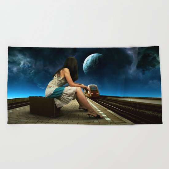 Midnight Train Beach Towel