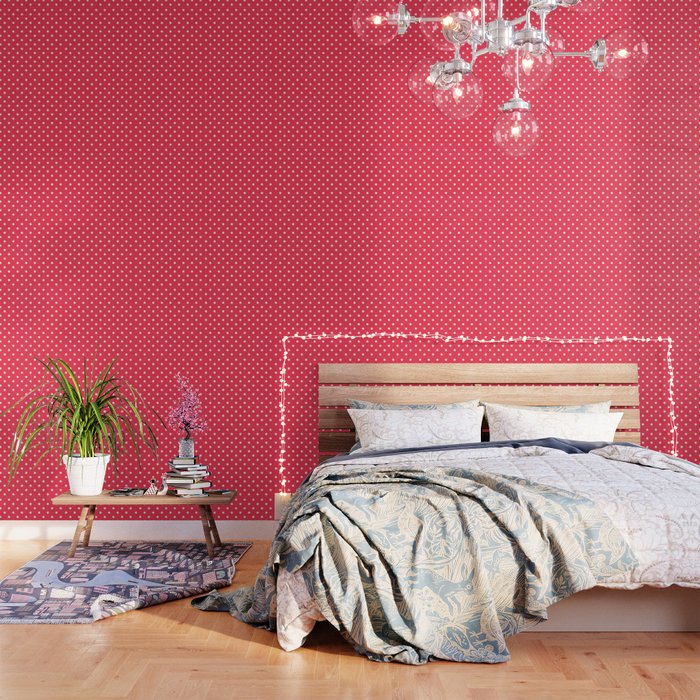Ruby Red & White Polka Dots Wallpaper