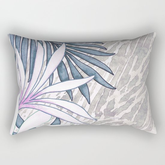 Denim Blooms Forever Rectangular Pillow