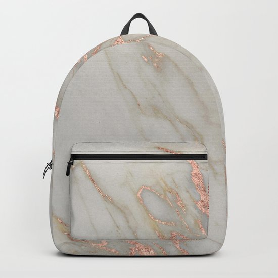 Marble - Rose Gold Marble Metallic Blush Pink Backpack