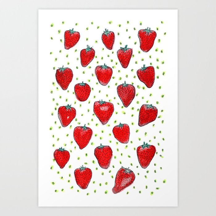 Strawberries Celebration Art Print