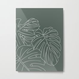 monstera Metal Print | Lines, Line, White, Botanical, Minimalist, Minimal, Green, Nature, Summer, Monstera 