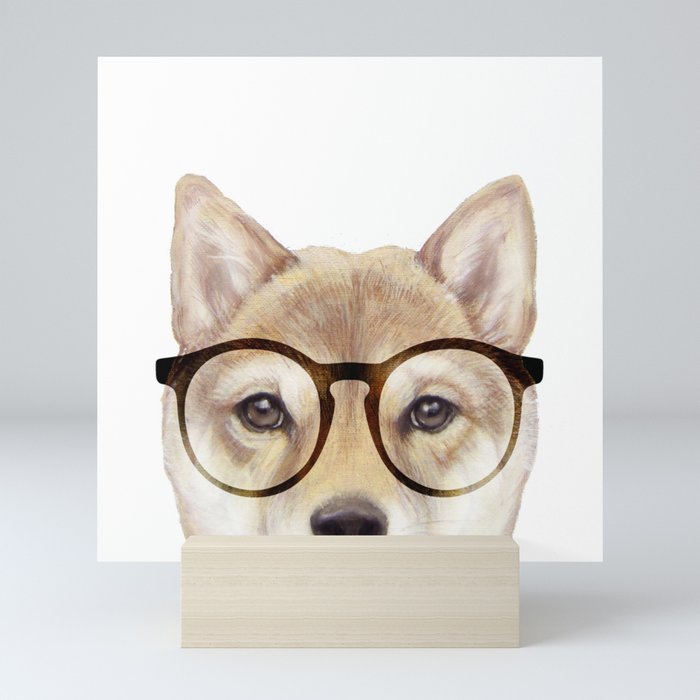 Shiba Inu With Glasses Dog Illustration Original Painting Print Mini Art Print By Miartdesigncreation Society6
