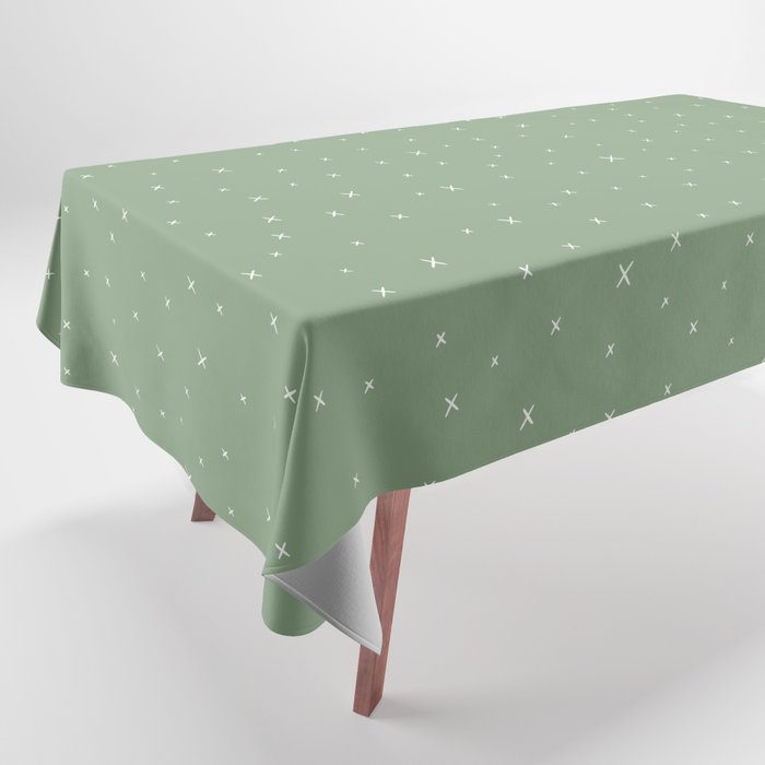 Minimal X's in Sage Green Tablecloth