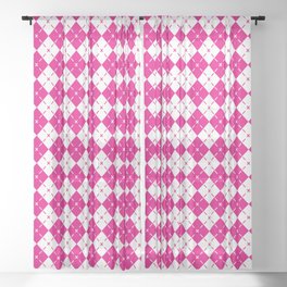 Pink Argyle Pattern,Diamond Geometrical Shape Quilt Knit Sweater Tartan Sheer Curtain