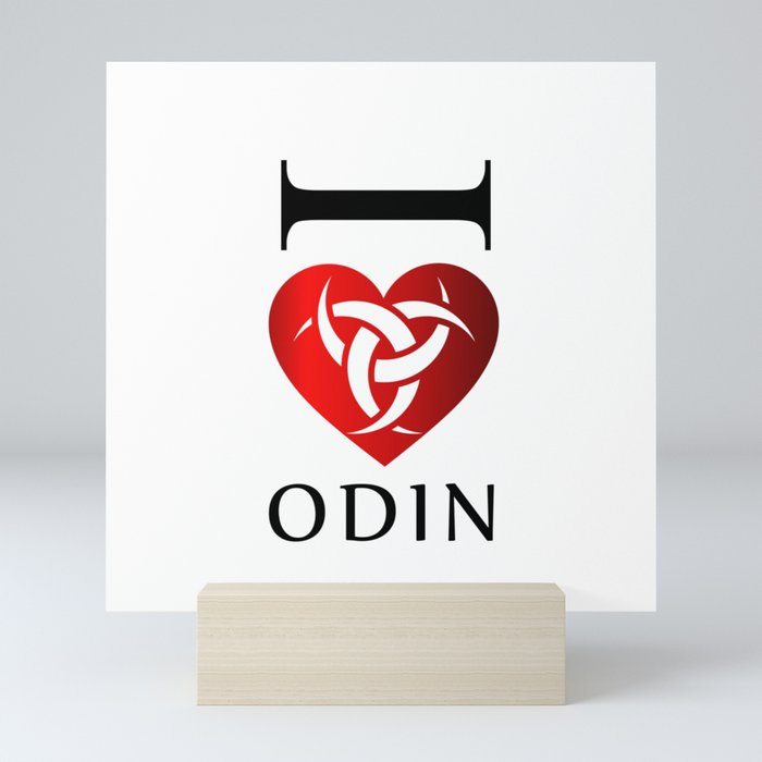 I love Odin- The graphic is a symbol of the horns of Odin, a satanist symbol Mini Art Print