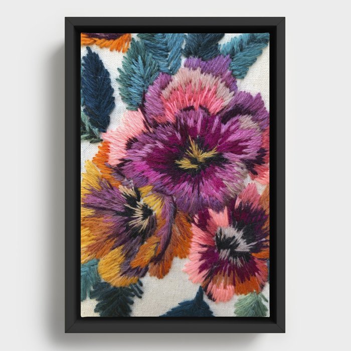 flores bordadas Framed Canvas