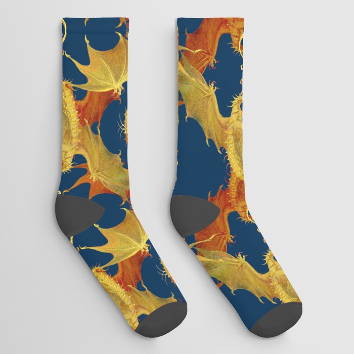 Red and golden dragons Socks
