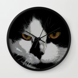 Black white cat II Wall Clock
