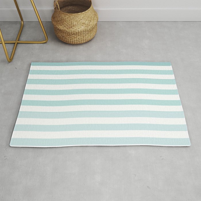 Pastel blue horizontal stripes in ombre pattern Rug