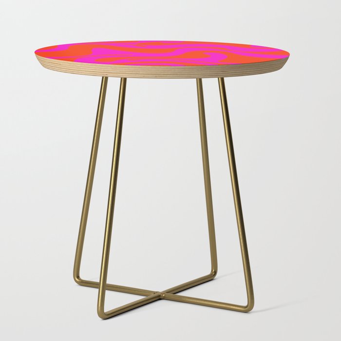 Lava Lamp - 70s Colorful Abstract Minimal Modern Wavy Art Design Pattern in Pink and Red Side Table
