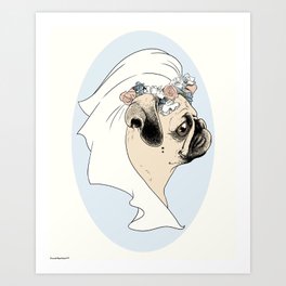Bride Pug Art Print