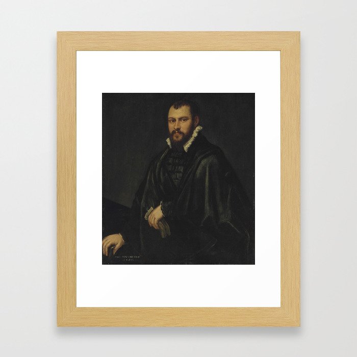 Tintoretto (Jacopo Robusti) "Portrait of a gentleman, three-quarter-length" Framed Art Print