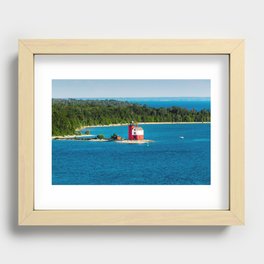 Round Island Light watching over Lake Michigan on Mackinac Island Recessed Framed Print
