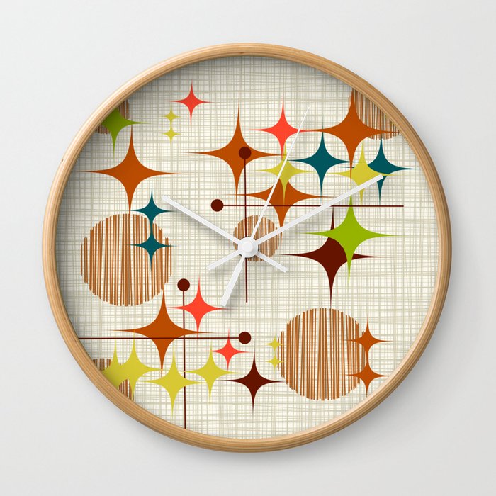 Starbursts and Globes 4 Wall Clock