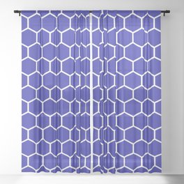 Honeycomb (White & Navy Blue Pattern) Sheer Curtain