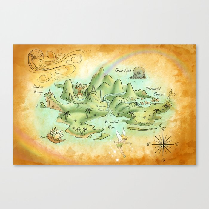 Neverland Map Canvas Print By Mercedesjenningskrajny Society6
