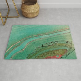teal gold and pink acrylic agate Rug