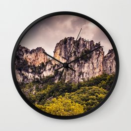 Seneca Rocks State Park West Virginia Landscape Mountains Stormy Wall Clock