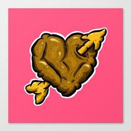 Valentines Day Love Heart Turd Poo Poop Dookie Cartoon Canvas Print
