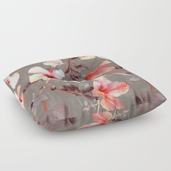 Coral Hibiscus Floor Pillow