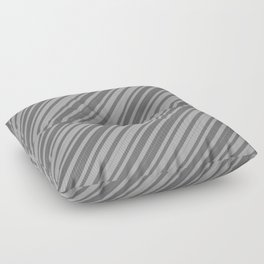[ Thumbnail: Dark Grey and Dim Grey Colored Lined/Striped Pattern Floor Pillow ]