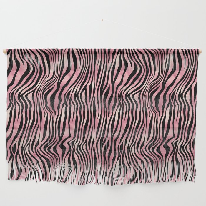 Pink Black Zebra Stripes Pattern Wall Hanging