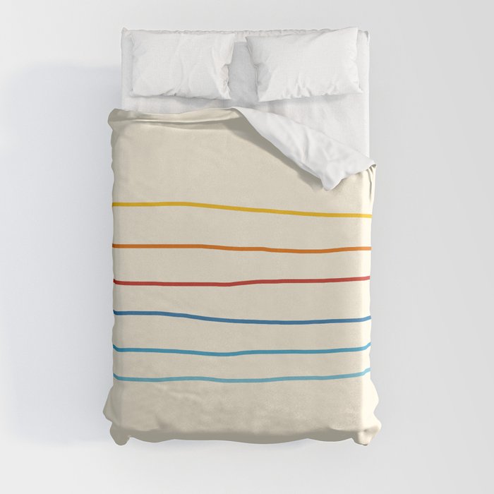 Bright Classic Abstract Minimal 70s Rainbow Retro Summer Style Stripes #1 Duvet Cover