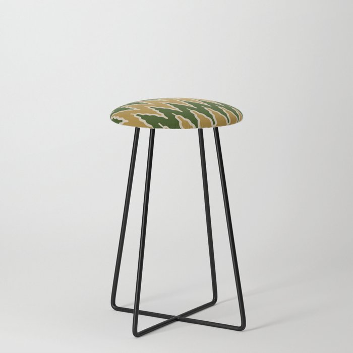 Chevron Pattern 526 Gold and Green Counter Stool