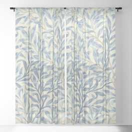 William Morris Vintage Willow Bough Blue Cream Pattern Sheer Curtain