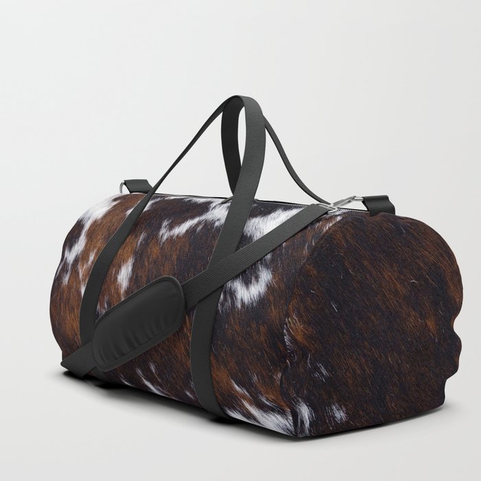 Brown Cowhide, Cow Skin Print Pattern Duffle Bag