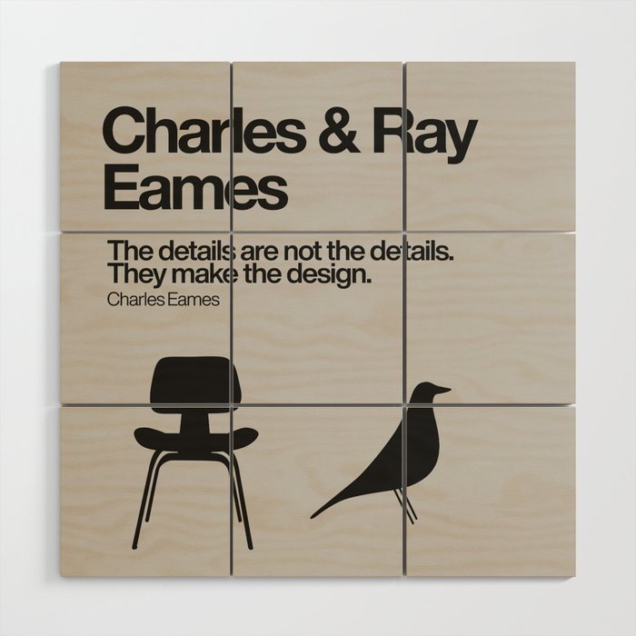 Eames Chairs and bird design, Modern Industrial design, Mid-Century design, Helvetica Minimalist Furniture Wood Wall Art