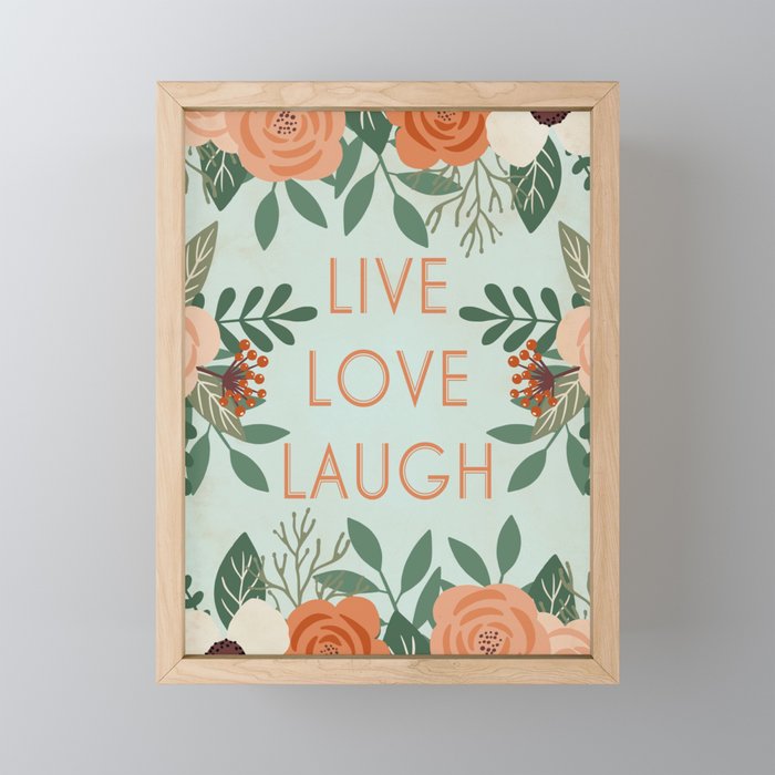 Live Love Laugh - Vintage Floral  Framed Mini Art Print