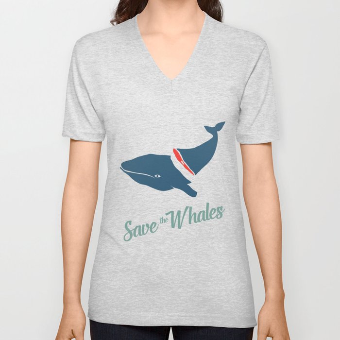Save The Whales V Neck T Shirt