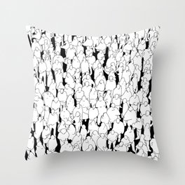 Public assembly B&W / Lineart people pattern Throw Pillow