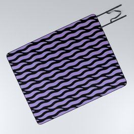 Tiger Wild Animal Print Pattern 339 Black and Purple Picnic Blanket