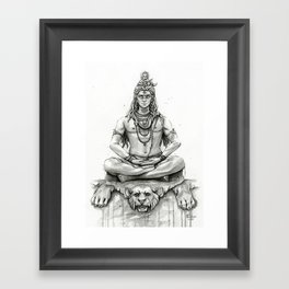 Lord Shiva Painting, Shiva Art, Meditation Shiva Portrait Framed Art Print