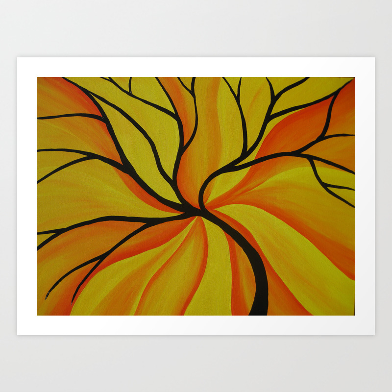 Yellow And Orange Tree Of Life Art Design Print Trees Happy Colorful Bright Painting Print Sunny Art Print By Cathyjacobs Society6