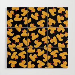 Rubber Duck pattern Design - black Wood Wall Art