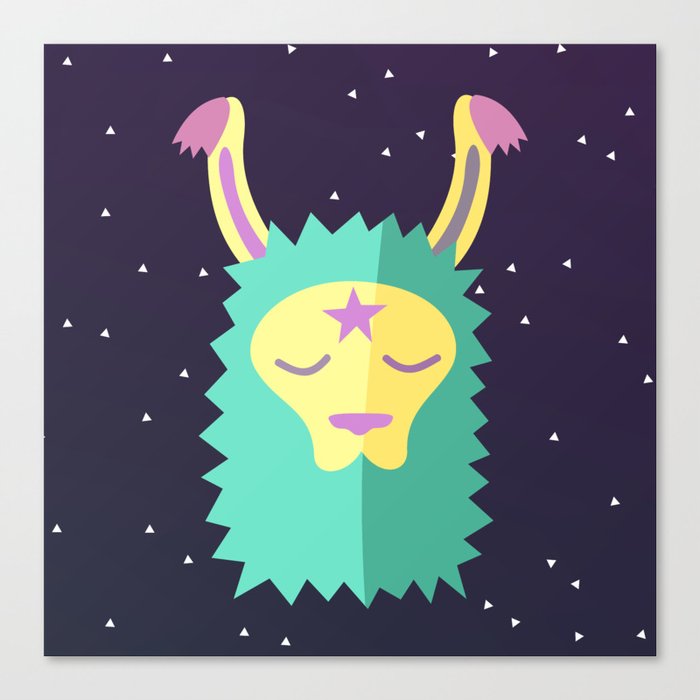 Yacana: The Space Llama Head (Cyan) Canvas Print