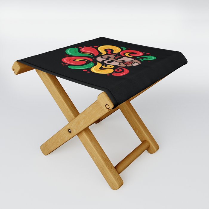 Afro With African Corors Hair Freedom Day Juneteenth Folding Stool