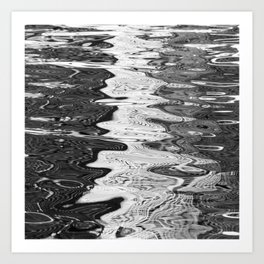 Black and White Abstract Ocean Reflections Art Print
