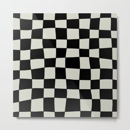 Hand Drawn Checkerboard Pattern (black/cream) Metal Print