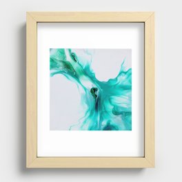 Green splash - minimalist abstract fluid art acrylic pouring colorful  Recessed Framed Print