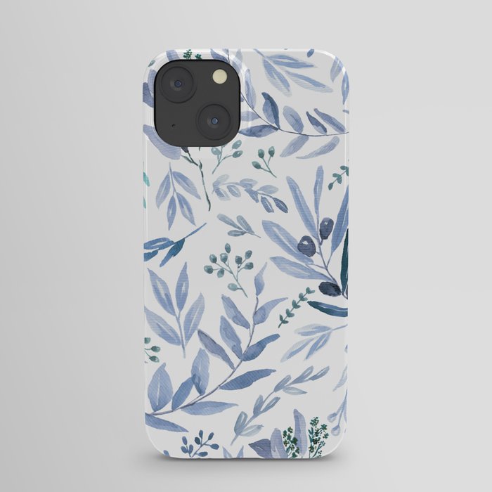 Blue Eucalyptus Pattern iPhone Case