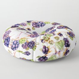 Blackberry glade pattern. Watercolor. Floor Pillow