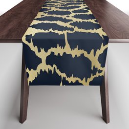 Exotic Cheetah Prints in Navy and Gold Table Runner