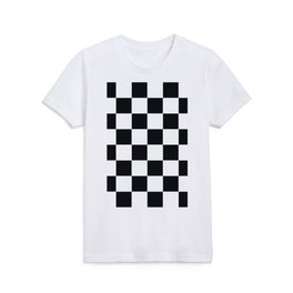 Minimalist Black & White Checkered Design Kids T Shirt