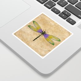 Dragonfly on tea-stained background Sticker