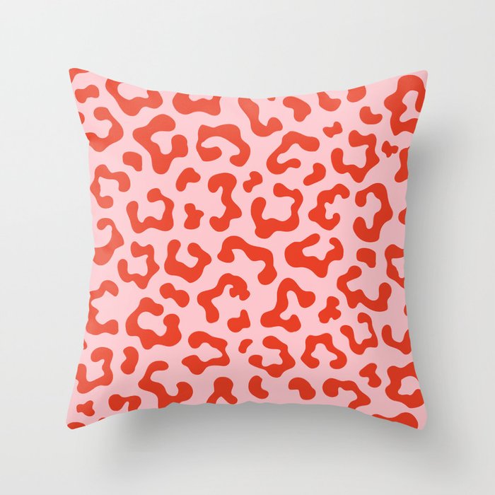 Cheetah Spots in Pink and Red (viii 2021) Throw Pillow